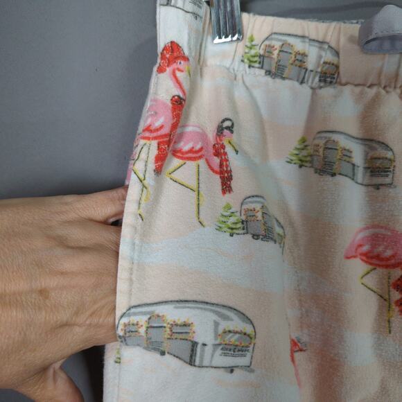 Nick and Nora Pajama Pants Womens M White Camper Flamingo Lounge - Picture 3 of 8